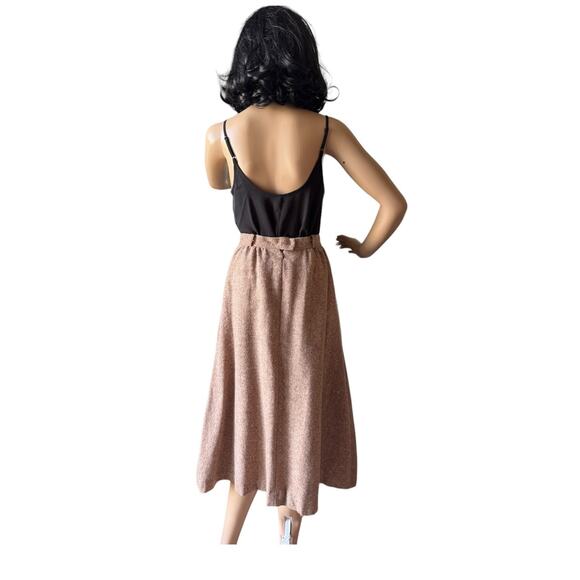 American Vintage Cottage Tailor Wool Pleated Tweed Boucle skirt pockets size XS - Picture 7 of 12